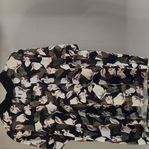 Mens XL Floral Express Black and White Polo Shirt